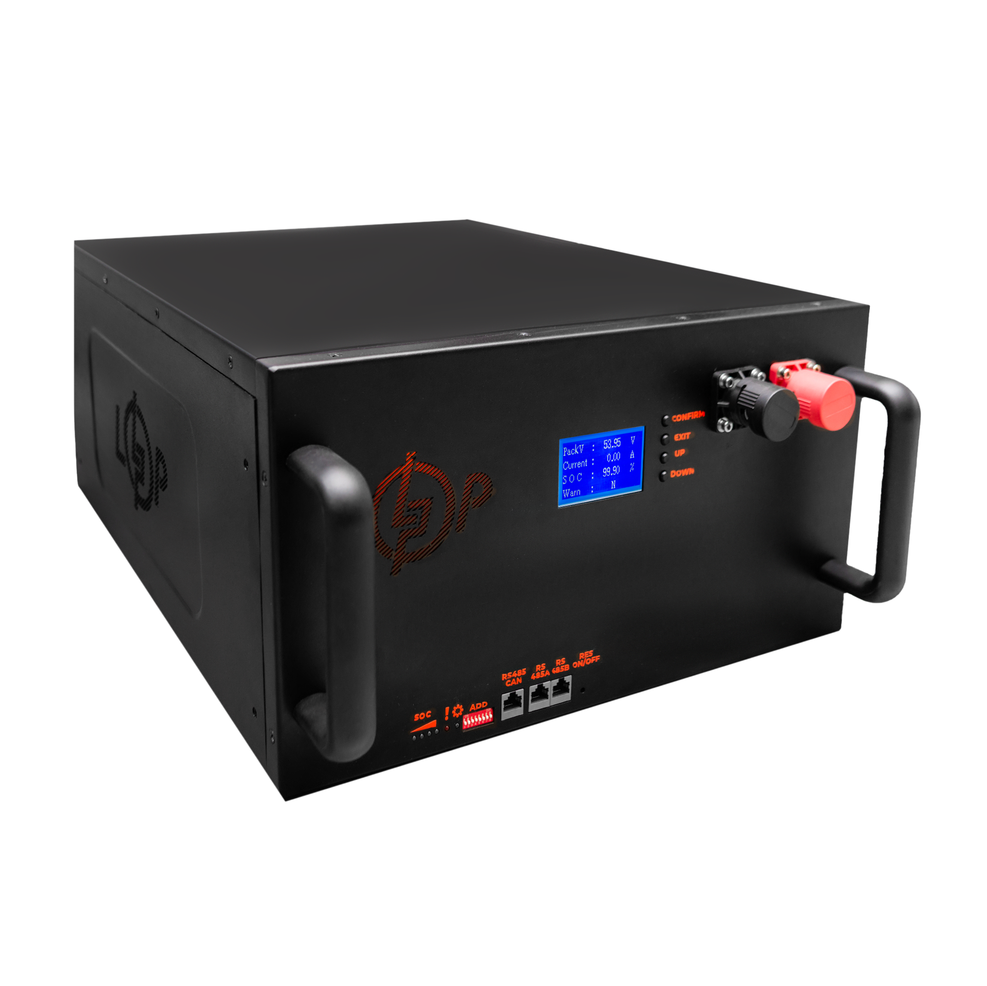 Акумулятор LP LiFePO4 51,2V - 100 Ah (5120Wh) (BMS 200A/100А) з LCD метал Smart RM RS485/CAN - Зображення 2