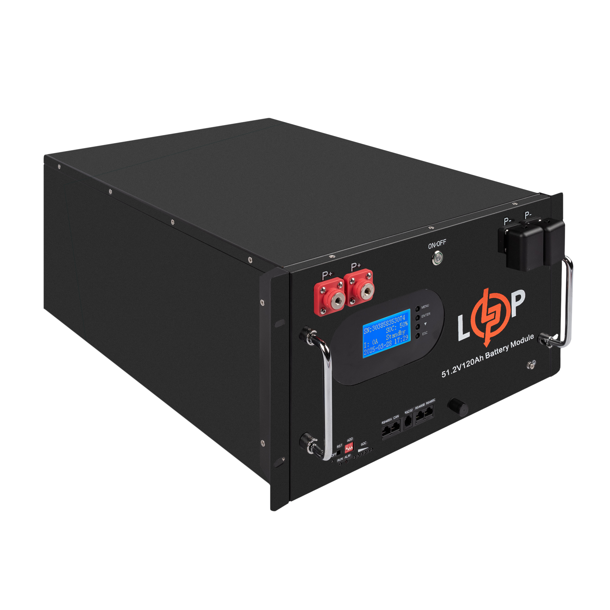 Акумулятор LP LiFePO4 51,2V - 230 Ah (11776Wh) (Smart BMS 200A) с LCD RM AB RS485/CAN - Зображення 5