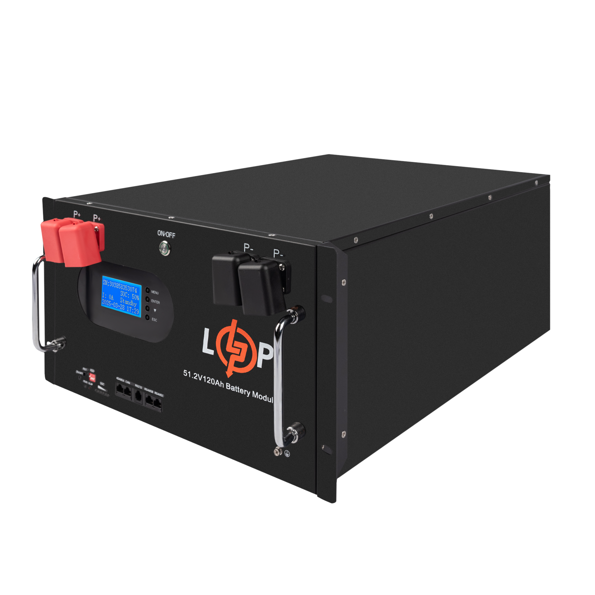 Акумулятор LP LiFePO4 51,2V - 230 Ah (11776Wh) (Smart BMS 200A) с LCD RM AB RS485/CAN - Зображення 6