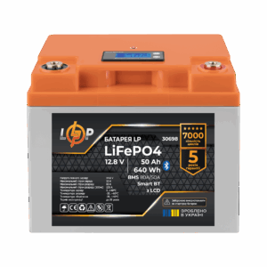 Акумулятор LP LiFePO4 12,8V - 50 Ah (640Wh) (BMS 80А/50A) пластик LCD Smart BT