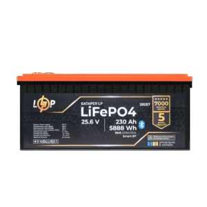 Акумулятор LP LiFePO4 25,6V - 230 Ah (5888Wh) (BMS 200A/100А) пластик Smart BT