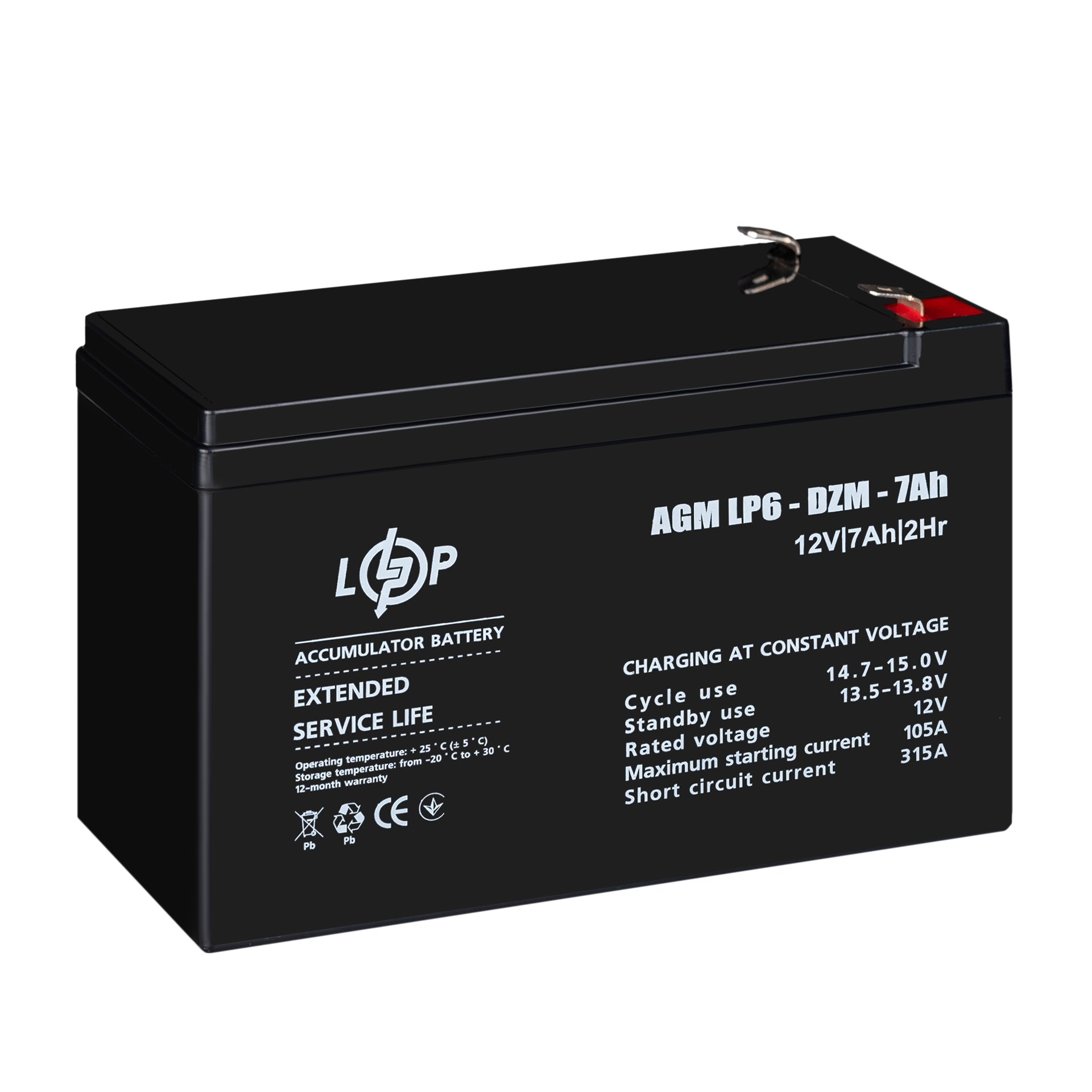 Розпродаж (16152) Тяговий свинцево-кислотний AGM Акумулятор LP 6-DZM-7 Ah (02-2024) - Зображення 4