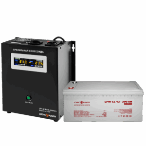 Комплект резервного живлення для котла і теплої підлоги LP (LogicPower) ДБЖ + гелева батарея (UPS W1000VA + АКБ GL 2400W)