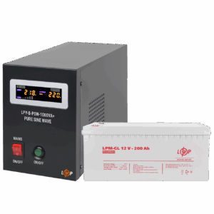 Комплект резервного живлення для котла і теплої підлоги LP (LogicPower) ДБЖ + гелева батарея (UPS B1000VA + АКБ GL 2400W)