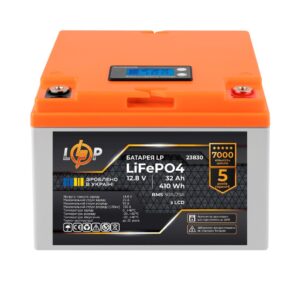 Акумулятор LP LiFePO4 12,8V - 32 Ah (410Wh) (BMS 50А/25A) пластик LCD для ДБЖ