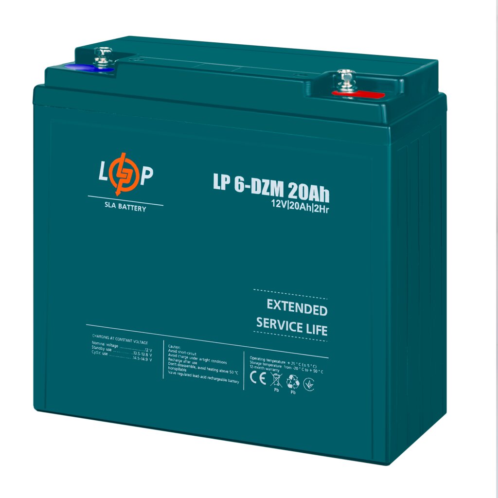 Тяговий свинцево-кислотний AGM акумулятор LP 6-DZM-20 Ah - Зображення 3