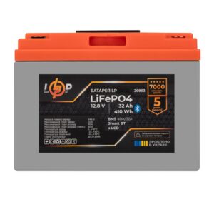 Акумулятор LP LiFePO4 12,8V - 32 Ah (410Wh) (BMS 40А/32A) пластик LCD Smart BT