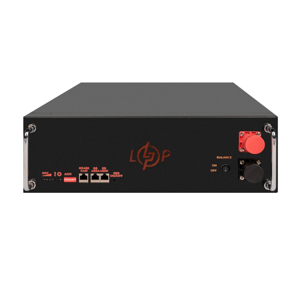Акумулятор LP LiFePO4 51,2V - 100 Ah (5120Wh) (BMS SP 100A/50А) RM RS485/CAN LCD BL - Зображення 2