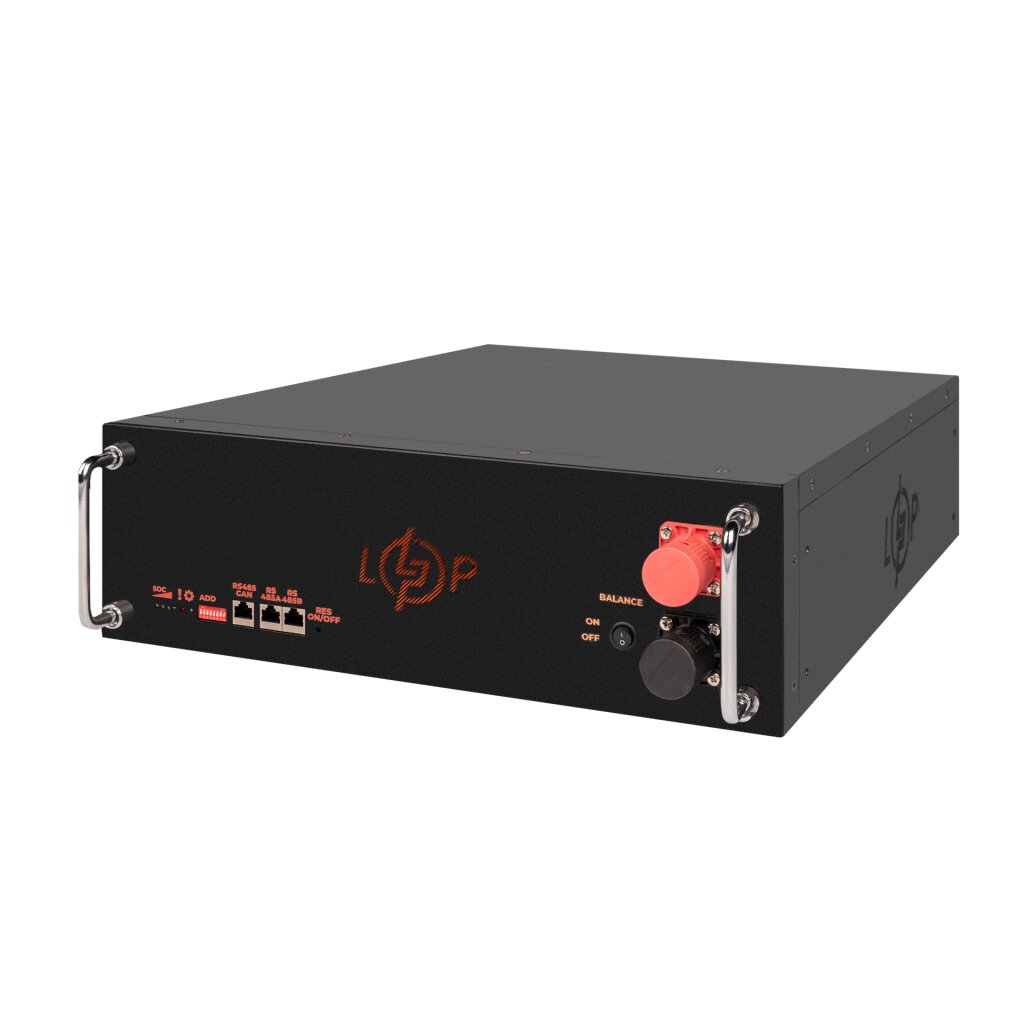 Акумулятор LP LiFePO4 51,2V - 100 Ah (5120Wh) (BMS SP 100A/50А) RM RS485/CAN LCD BL - Зображення 3