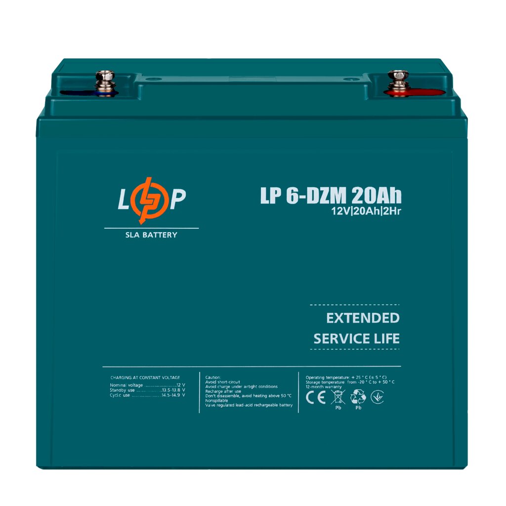 Тяговий свинцево-кислотний AGM акумулятор LP 6-DZM-20 Ah - Зображення 2