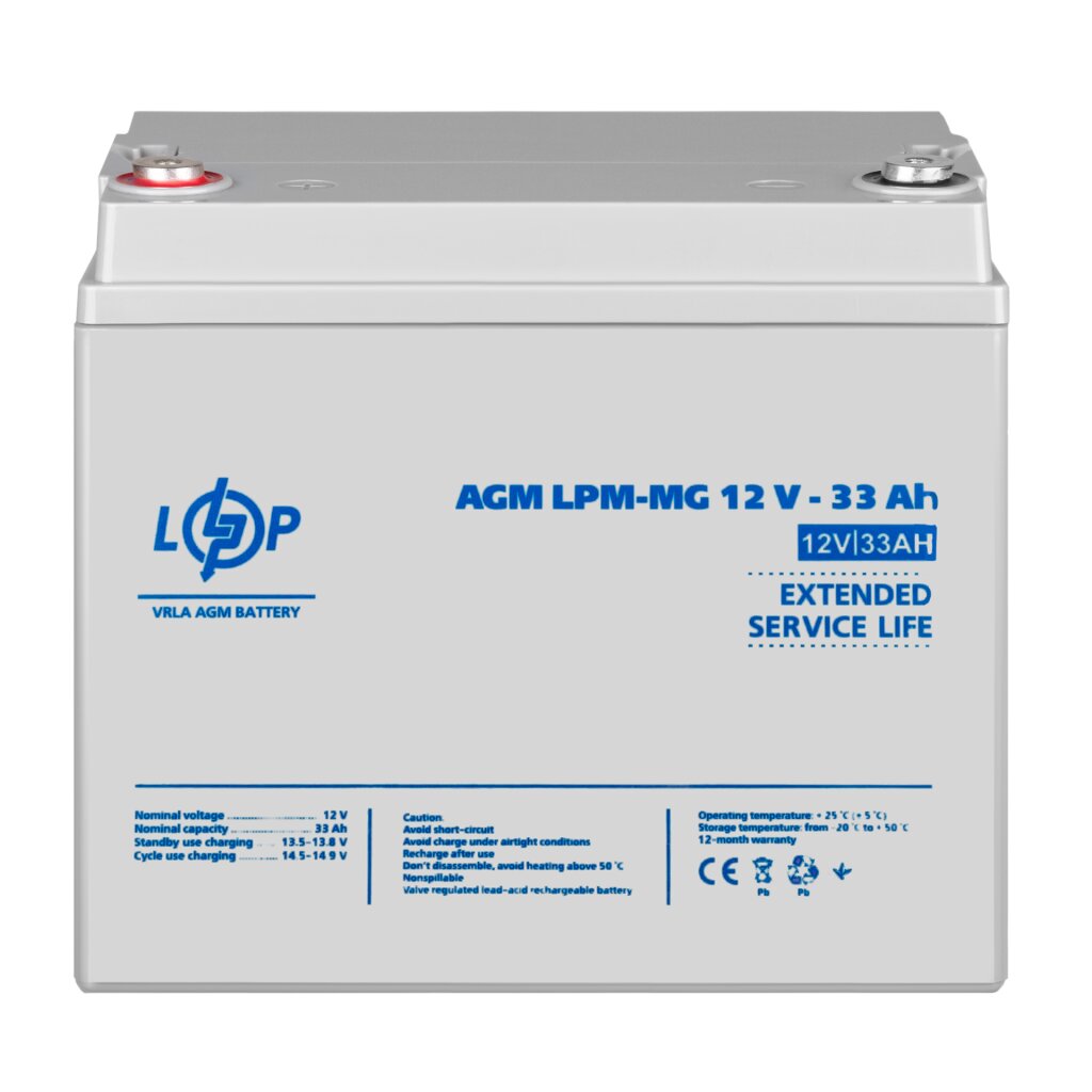Розпродаж (6558) Акумулятор мультигелевий AGM LPM-MG 12V - 33 Ah 09/2023 - Зображення 2