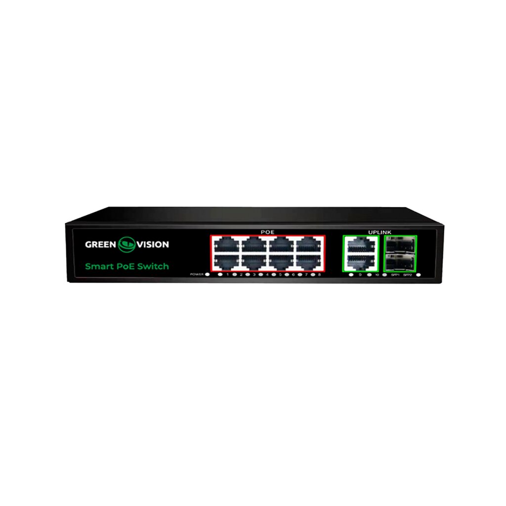 Комутатор мережевий POE GV-021-D-8G+2PG+2SFP