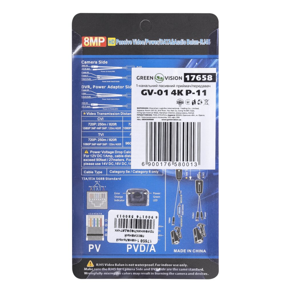 1-канальний пасивний приймач/передавач GV-01 4K P-11 - Зображення 3