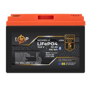 Акумулятор LP LiFePO4 12,8V - 32 Ah (410Wh) (BMS 40А/32A) пластик LCD USB Smart BT